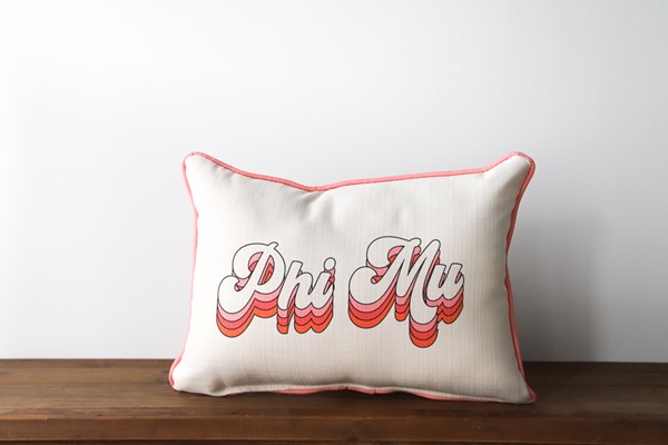 Phi Mu Groovy Script Pillow