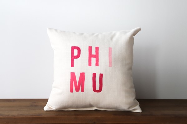 Phi Mu Sorority Tones Pillow