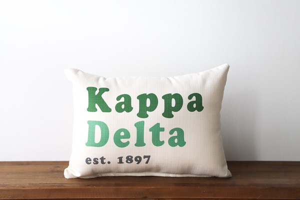 Kappa Delta Retro Sorority Name Est. Pillow