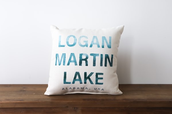 Watercolor Lake Name Pillow