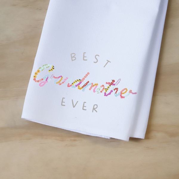 Best Grandmother Floral Tea Towel