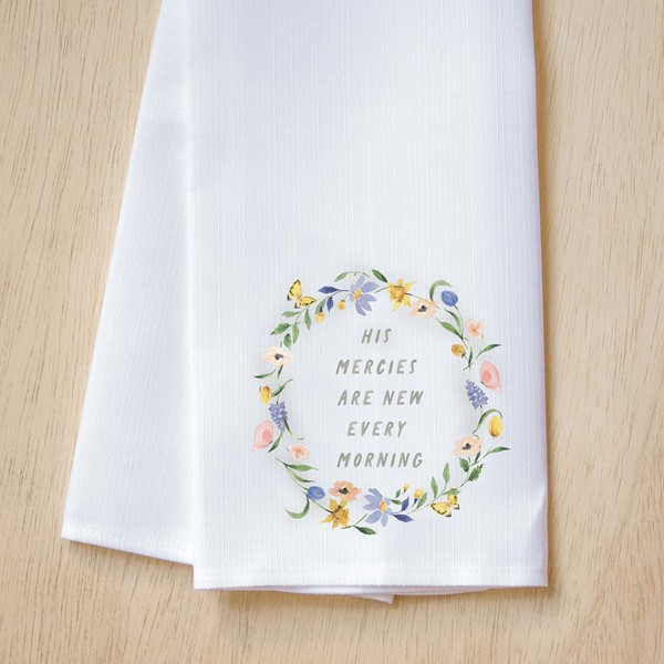 New Mercies Spring Wreath Tea Towel