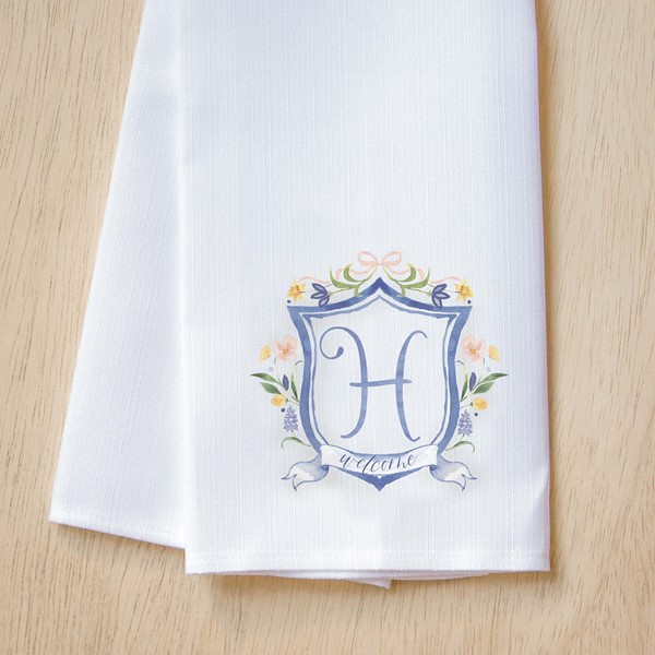 Spring Initial Crest Tea Towel TXT0835TT