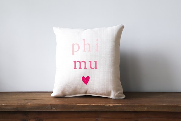 Heart Sorority Name Phi Mu Pillow