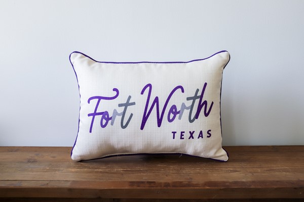 Collegiate Tones City Script Fort Worth TX Pillow TCU0021