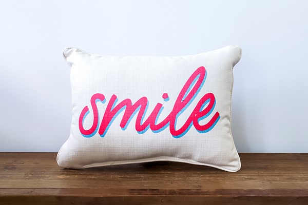 Smile Color Drop Script Pillow