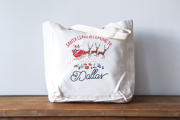Santa Claus is Coming to Hometown Sleigh Square Tote