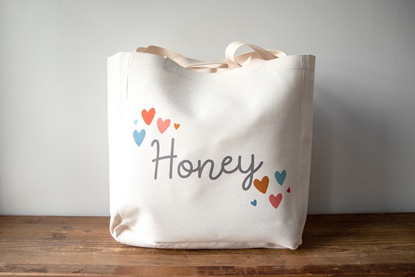 Grandparent Name Heart Tote