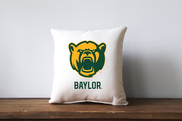 Baylor Bear and Word Mark Logo Pillow