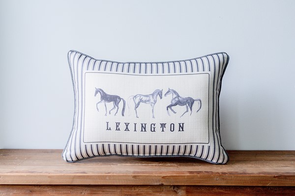 Ticking Stripe Horse Hometown Pillow STE0805