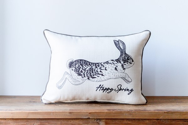 Black and White Bunny Pillow TXT1088