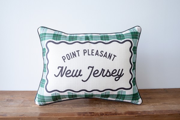 Plaid Green Wiggle City State Pillow