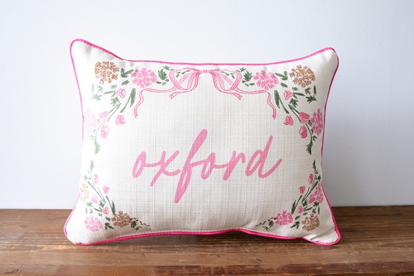 Hydrangea Hometown Script Pillow