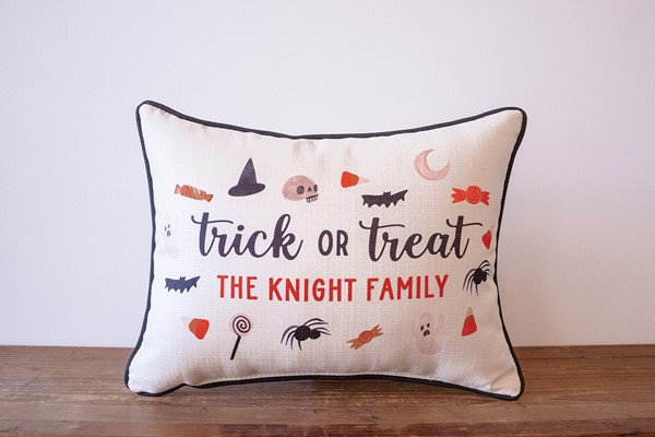 Trick or Treat Family Name Pillow FAL0051
