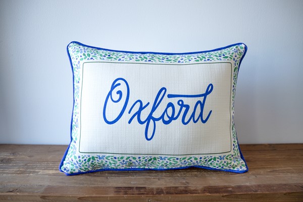Floral Blue Green Hometown Pillow