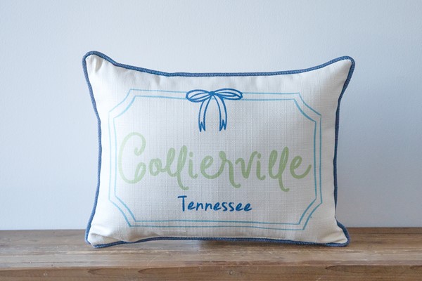 Ribbon Frame Hometown Pillow