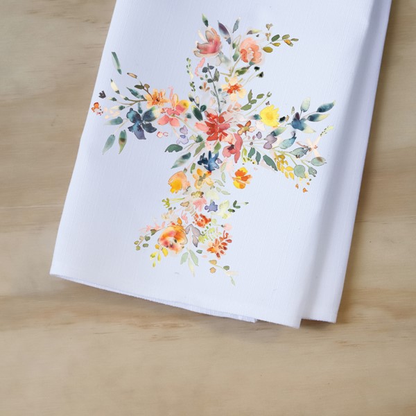 Floral Cross Tea Towel